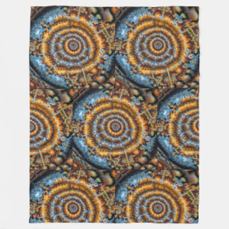 blue and gold fractal swirl fleecedecke
