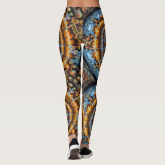 blue and gold fractal swirl leggings2 leggings