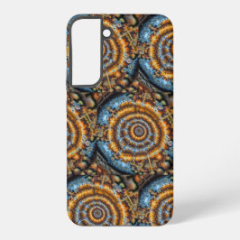 blue and gold fractal swirl samsung galaxy hülle