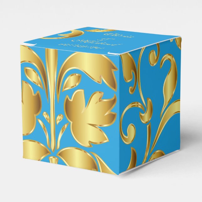 Blue and Gold Gastgeschenke Hochzeiten Box Geschenkschachtel (Vorderseite)