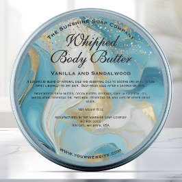 Blue and Gold Glitter Body Butter Jar Label Runder Aufkleber