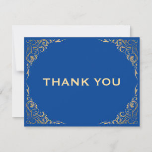 Blue and Gold Glitzer Frame Dankeschön Card Dankeskarte
