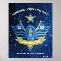 Blue and Gold Glitzer Sports Football Championship