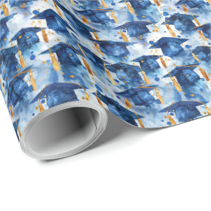 Blue and Gold Graduation Cap Geschenkpapier