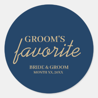 Blue and Gold Groom's Lieblings-Snack-Hochzeit Runder Aufkleber