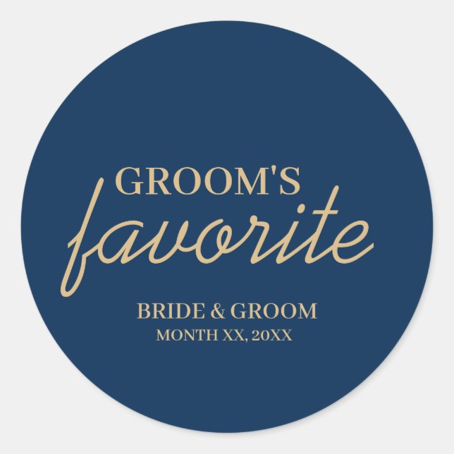 Blue and Gold Groom's Lieblings-Snack-Hochzeit Runder Aufkleber (Vorderseite)