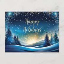 Blue and Gold Happy Holidays