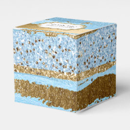 Blue and Gold Imitate Paint and Glitzer Fevor Box Geschenkschachtel