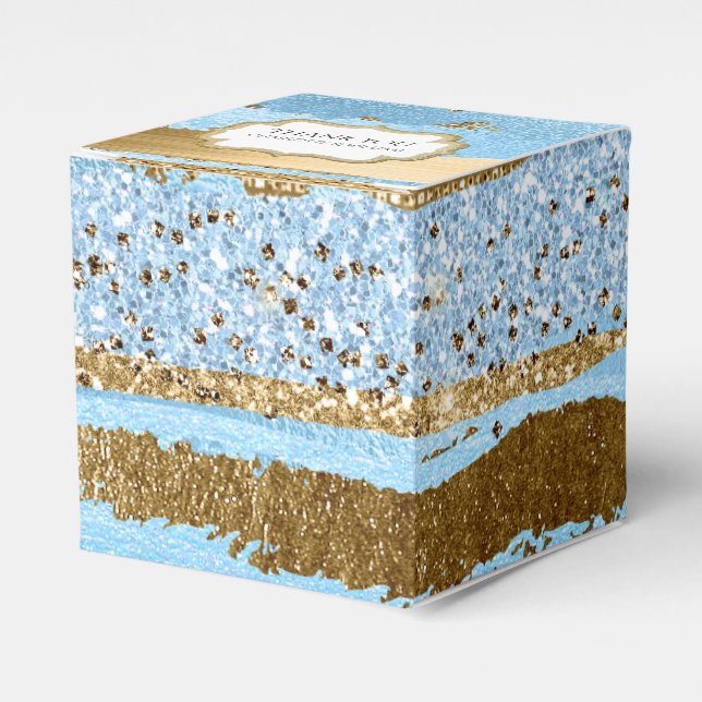 Blue and Gold Imitate Paint and Glitzer Fevor Box Geschenkschachtel (Vorderseite)