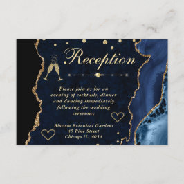 Blue and Gold Imitats Glitzer Agate Empfang Begleitkarte