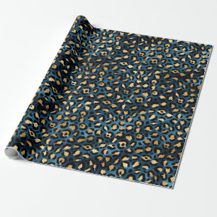 Blue and Gold Leopard Serie Design 1 Geschenkpapier