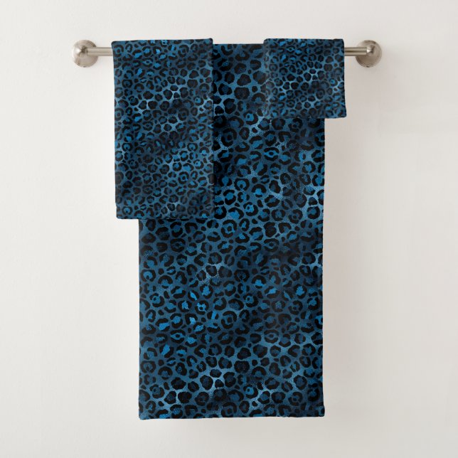 Blue and Gold Leopard Serie Design 3 Badhandtuch Set (Insitu)