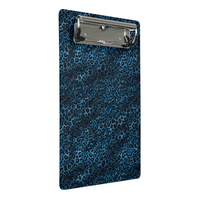 Blue and Gold Leopard Serie Design 3 Mini Klemmbrett (Schrägansicht)
