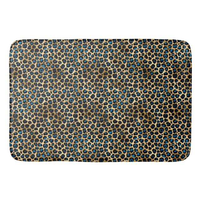 Blue and Gold Leopard Serie Design 4 Badematte (Vorderseite)