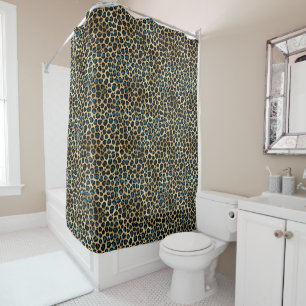 Blue and Gold Leopard Serie Design 4 Duschvorhang