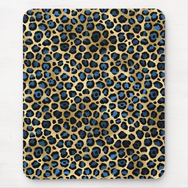 Blue and Gold Leopard Serie Design 4 Mousepad (Vorne)