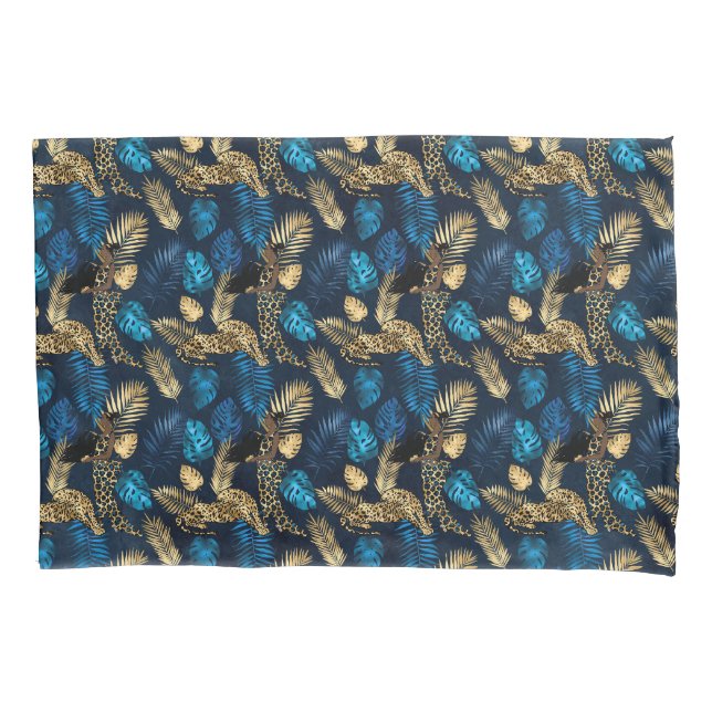 Blue and Gold Leopard Serie Design 8 Kissenbezug (Vorderseite)