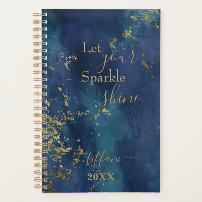 Blue and Gold Let Your Sparkle Shine Planner Planer (Vorderseite)
