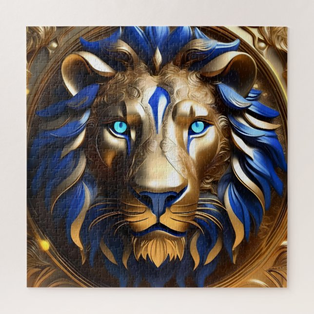 Blue And Gold Lion Head, (Vertikal)