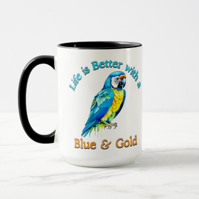 Blue and Gold Macaw Parrot Coffee Love Gift Tasse (Links)