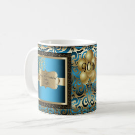 Blue and Gold Metallic Happy 00. Geburtstag Kaffeetasse