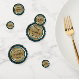 Blue and Gold Metallic Happy Birthday Konfetti