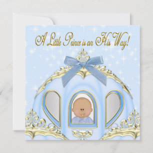 Blue and Gold Prince African American Baby Shower Einladung