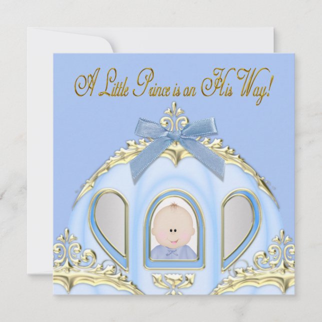 Blue and Gold Prince Baby Dusche Einladung (Vorderseite)