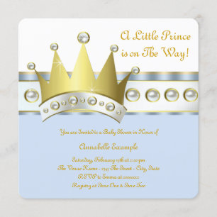 Blue and Gold Prince Baby Dusche Einladung