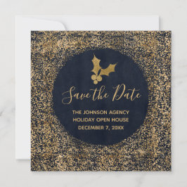 Blue and Gold Save the Date Business-Holiday-Event Ankündigung