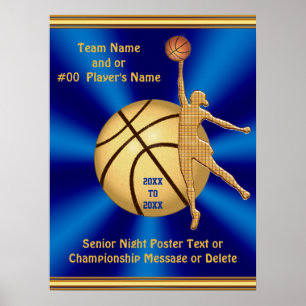 Blue and Gold Senior Girls Basketball Poster