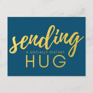 Blue and Gold Social Distance Hug Postkarte