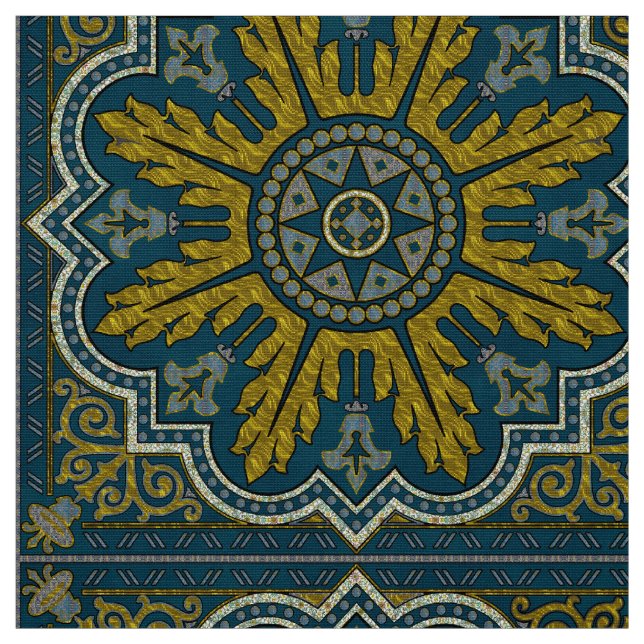 Blue and Gold Star Point Deko Stoff (Muster)