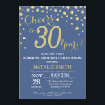 Blue and Gold Überraschung 30. Geburtstag Diamant Einladung<br><div class="desc">Überraschung 30. Geburtstag Einladung mit Blue und Gold Glitzer Diamond Hintergrund. Gold Confetti. Erwachsener Geburtstag. Männer oder Frauen zum Geburtstag.
Für weitere Anpassungen klicken Sie bitte auf die Schaltfläche "Anpassen" und verwenden Sie unser Designwerkzeug,  um diese Vorlage zu ändern.</div>