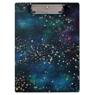 Blue and Gold Under Stars Night Sky Klemmbrett