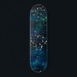 Blue and Gold Under Stars Night Sky Skateboard<br><div class="desc">Blue and Gold Foil Under the Stars Night Sky Celestial Galaxy Hintergrund.</div>