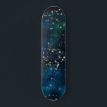 Blue and Gold Under Stars Night Sky Skateboard<br><div class="desc">Blue and Gold Foil Under the Stars Night Sky Celestial Galaxy Hintergrund.</div>