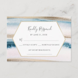 Blue and Gold Watercolor RSVP-Karten Einladung
