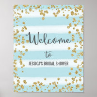 Blue and Gold Welcome Poster Print
