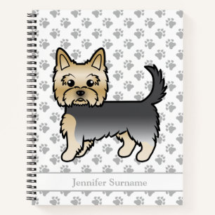 Blue and Gold Yorkshire Terrier Cartoon Dog & Name Notizbuch