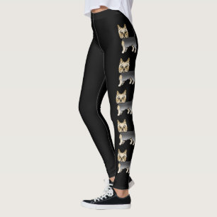 Blue and Gold Yorkshire Terrier Cartoon Hunde Leggings