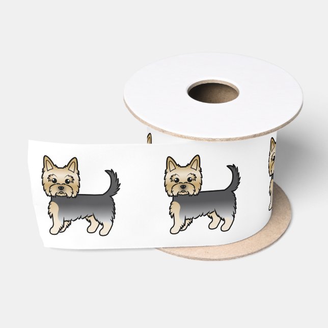 Blue and Gold Yorkshire Terrier Cartoon Hunde Satinband (Spule)