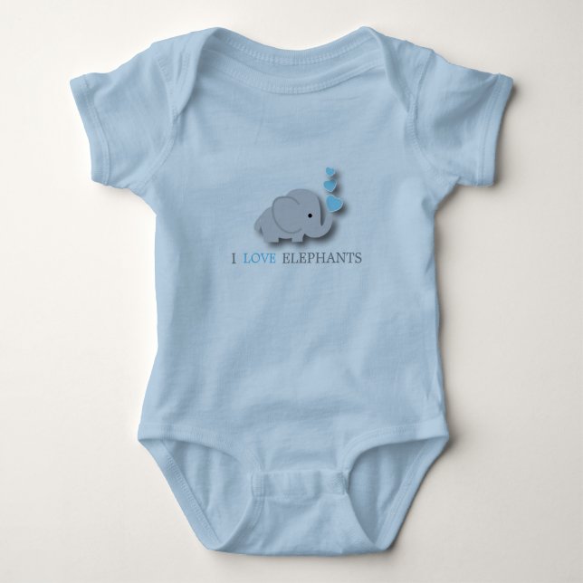 Blue and Gray Baby Elephant Strampler (Vorderseite)