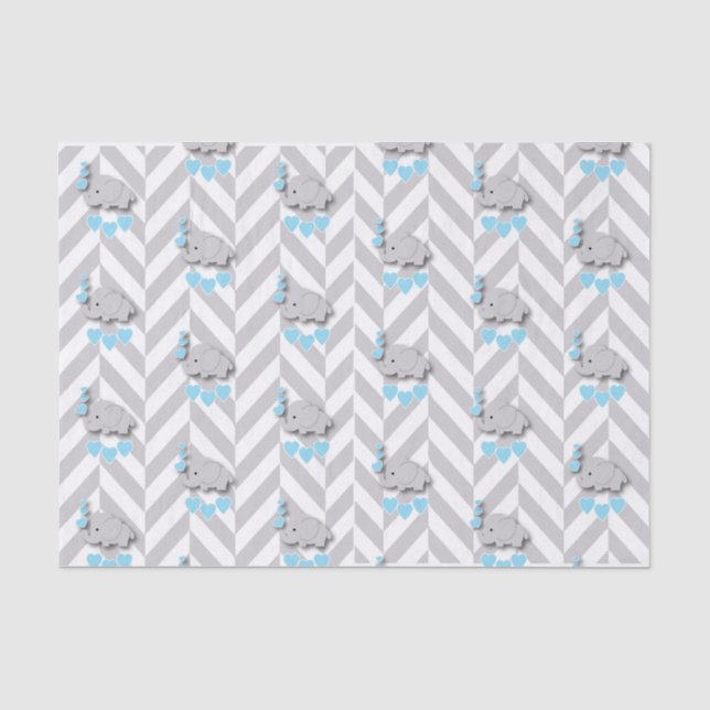Blue and Gray Elephant 👶 Baby Shower Seidenpapier (Vorderseite)