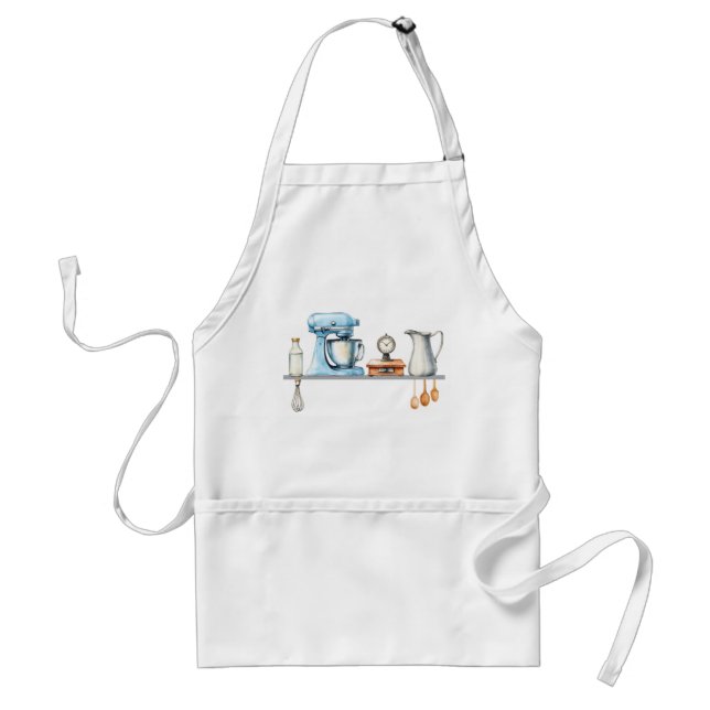 Blue and Gray Kitchen Utensils Schürze (Vorne)