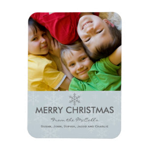 Blue and Gray Snowflake Holiday Magnet