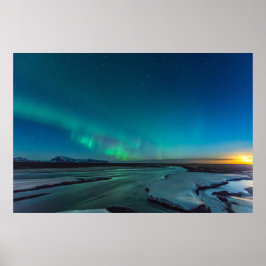 Blue and Green Aurora Borealis, Island Poster