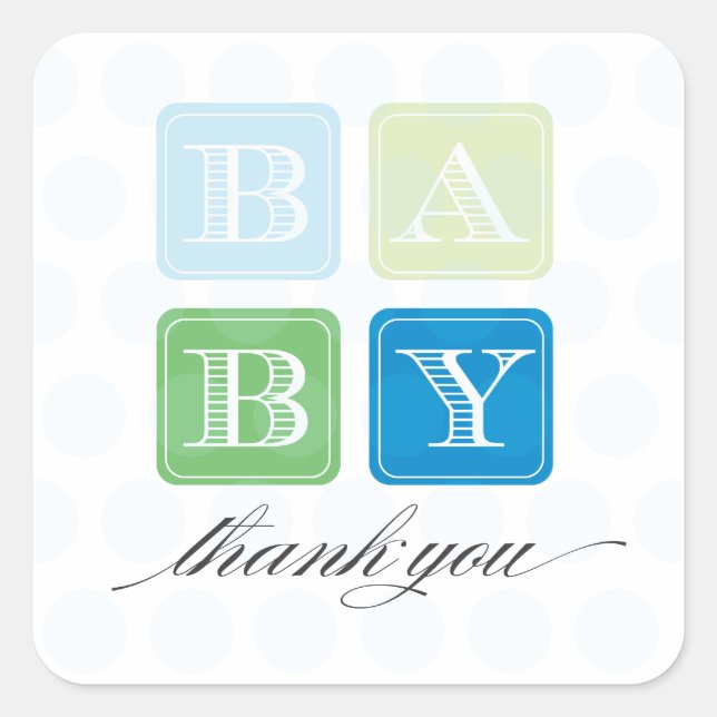 Blue and Green Blocks Baby Dusche Gefallen Sticker (Vorderseite)