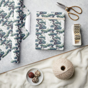 Blue and Green Bonsai - Geschenkpapier