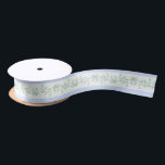 Blue and Green Christmas Holly Border Satinband<br><div class="desc">Dieses Weihnachtsbänder hat ein prächtiges,  großtausendjähriges Design mit blauen und grünen Weihnachtsliedern.</div>